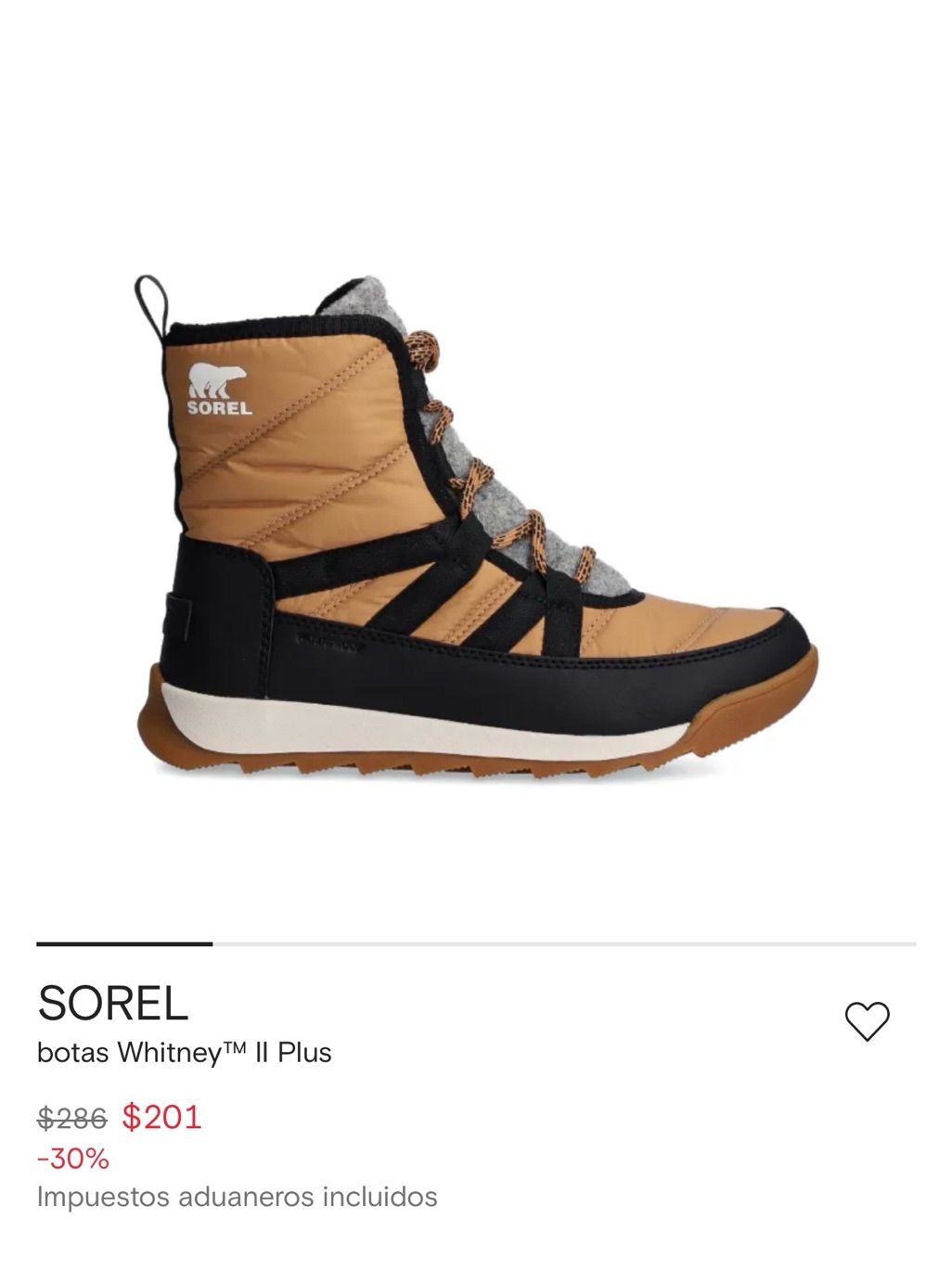 Sorel Whitney Ii Plus Boot In Tan, Black & Gray